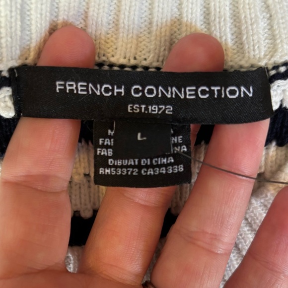 NWT French Connection Mozart Stripe Sleeveless Cotton Sweater Vest sz L - Picture 3 of 8